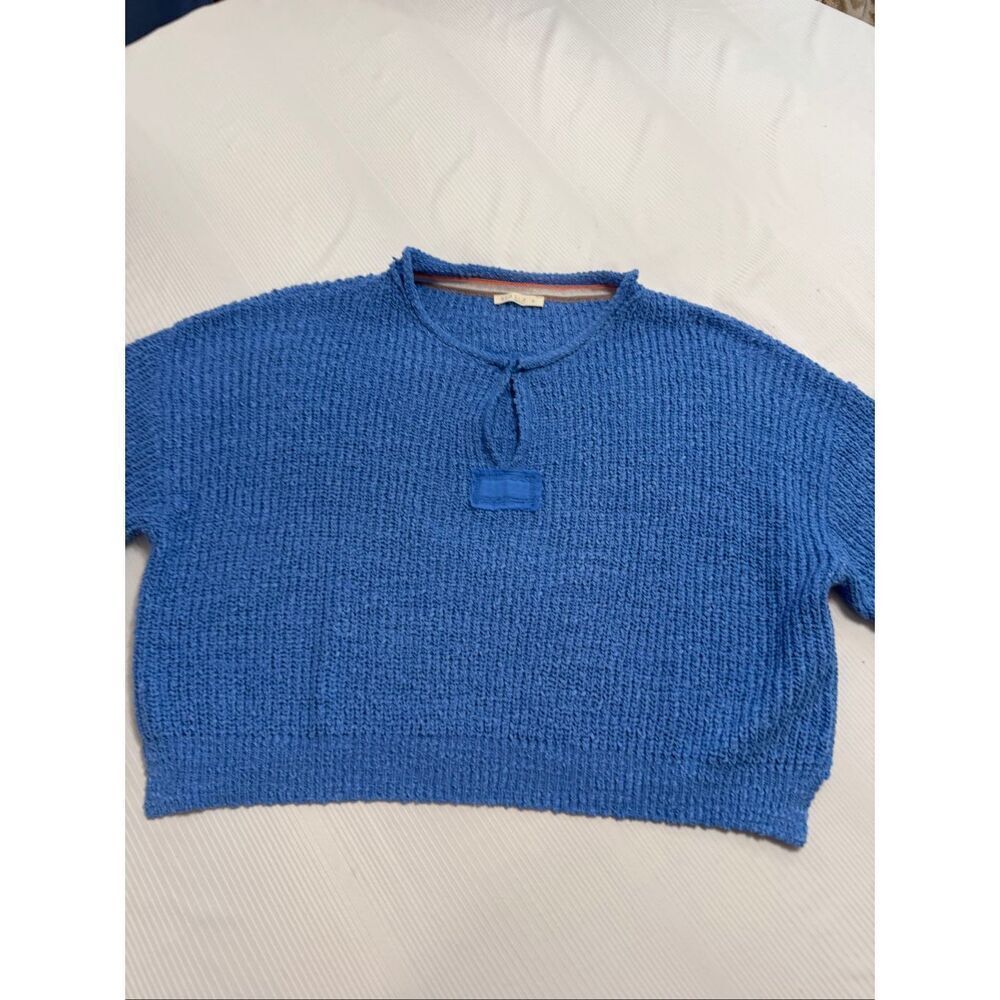 Illa Illa Blue Cropped Boxy Sweater Knit Top Size Small